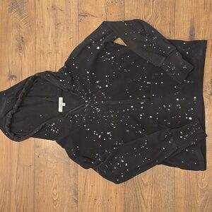 Red Haute front pocket Black and white splatter hoodie size M